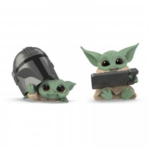 Image of Star Wars The Bounty Collection The Child 2-Pack Helmet Peeking, Datapad Tablet Poses Figures