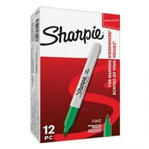 Image of Sharpie S0810960 Fine Green Permanent Pens Box Of 12