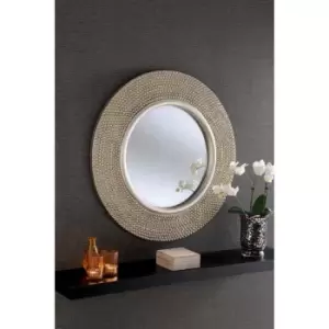 Image of Yearn Mirrors Yearn Industrial Style Beaded Round Mirror Silver