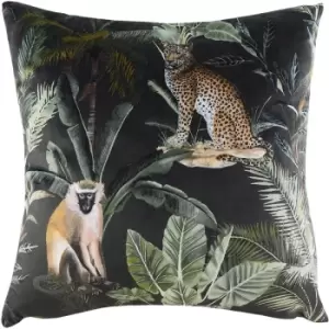 Image of Evans Lichfield Kibale Animals Cushion Cover (One Size) (Black/Green/Yellow) - Black/Green/Yellow