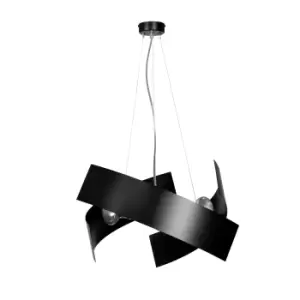 Image of Modo Black Cylindrical Pendant Ceiling Light 3x E27