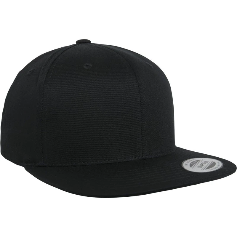 Image of Flexfit by Yupoong Mens Cotton Snapback Cap in Black Male One Size