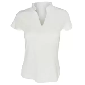 Image of Kustom Kit Ladies Corporate Short Sleeve V-Neck Mandarin Collar Top (8-10) (White)