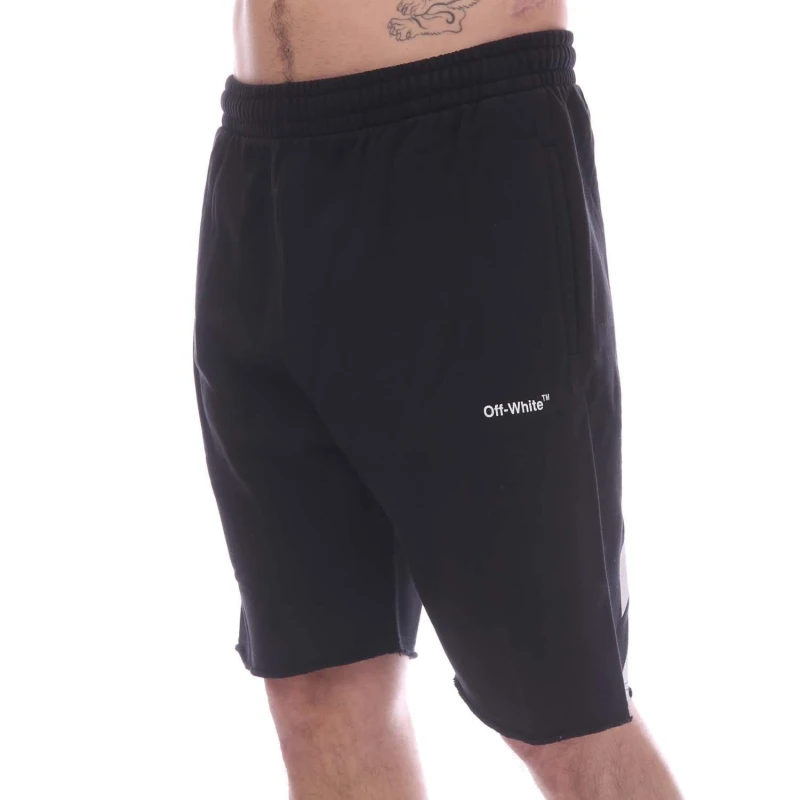 Image of Off White Diagonal Helvetica Sweat Shorts Black-White male S