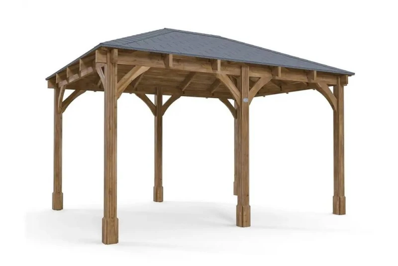 Image of Dunster House Wooden Gazebo Leviathan 4M X 3M Heavy Duty With Roof Shingles