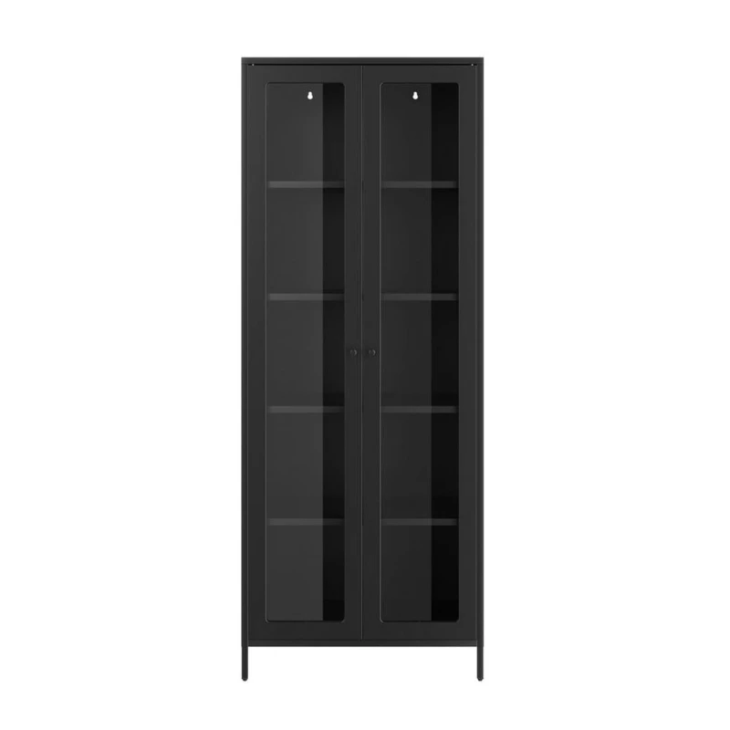 Image of Lemon Pavilion Furniture Mase Storage Cabinet - Steel/Glass - Black - Flat Packed Black Unisex