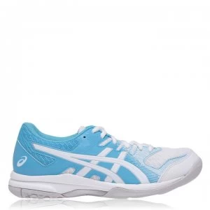 Image of Asics Gel Rocket Badminton Trainers Ladies - White/Aqua