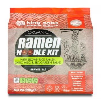 Image of King Soba Ramen Noodle Kit with Brown Rice Ramen, Shiro Miso & Sea Garden Salad 190g