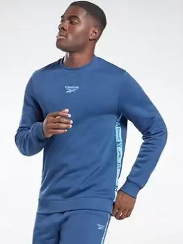 Image of Reebok Identity Tape Crew Sweatshirt, Grey Size M Men