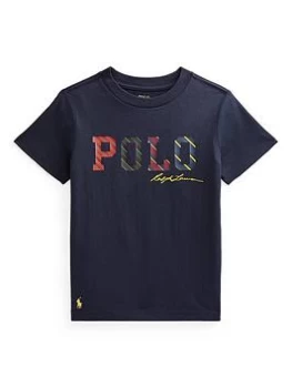 Image of Ralph Lauren Boys Graphic Polo Logo Short Sleeve T Shirt - Blue Size 2 Years