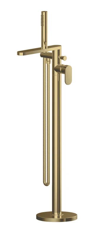 Image of Balterley Round Floor Standing Bath Shower Mixer Tap with Kit Brushed Brass Bronze
