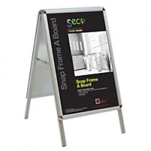 Image of Stewart Superior Freestanding Pavement Sign Aluminium A1 637 x 800 x 1150 mm Silver