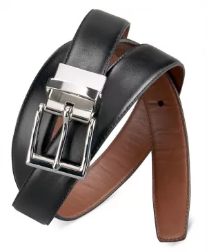 Image of Polo Ralph Lauren Mens Smooth Leather Reversible Belt - Black/Saddle - XL/W38