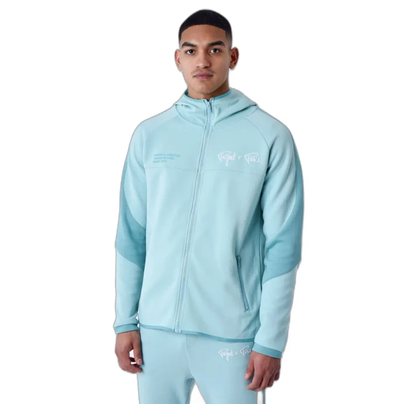 Image of Project X Paris Two-tone zip-up hoodie tracksuit Project X Paris Bleu Male L