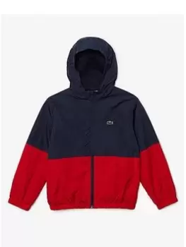 Image of Lacoste Boys Colour Block Jacket - Navy/Red Size Age: 14 Years