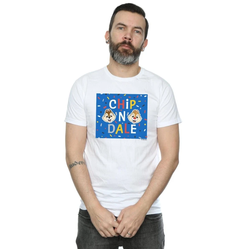 Image of Disney Men Chip N Dale Blue Frame T-Shirt in White Size: Small White S Male 5059114356768