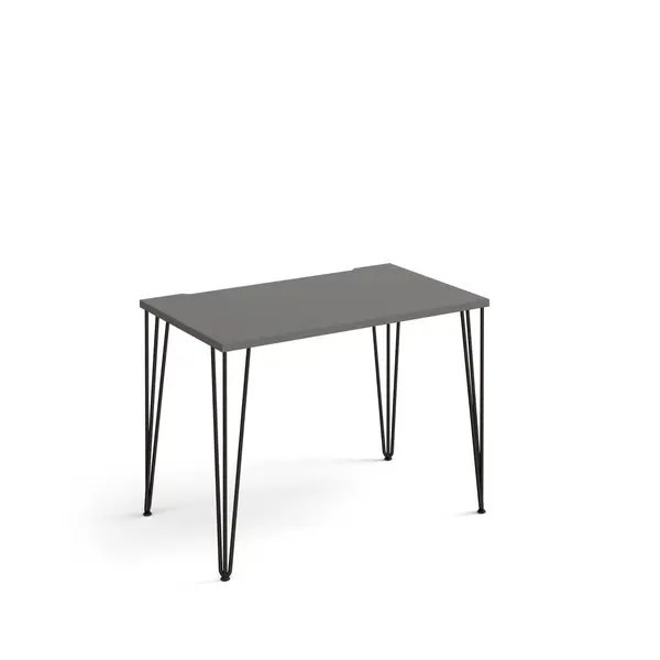 Image of Tikal Straight Grey Desk with Black Hairpin Legs - 1000mm x 600mm