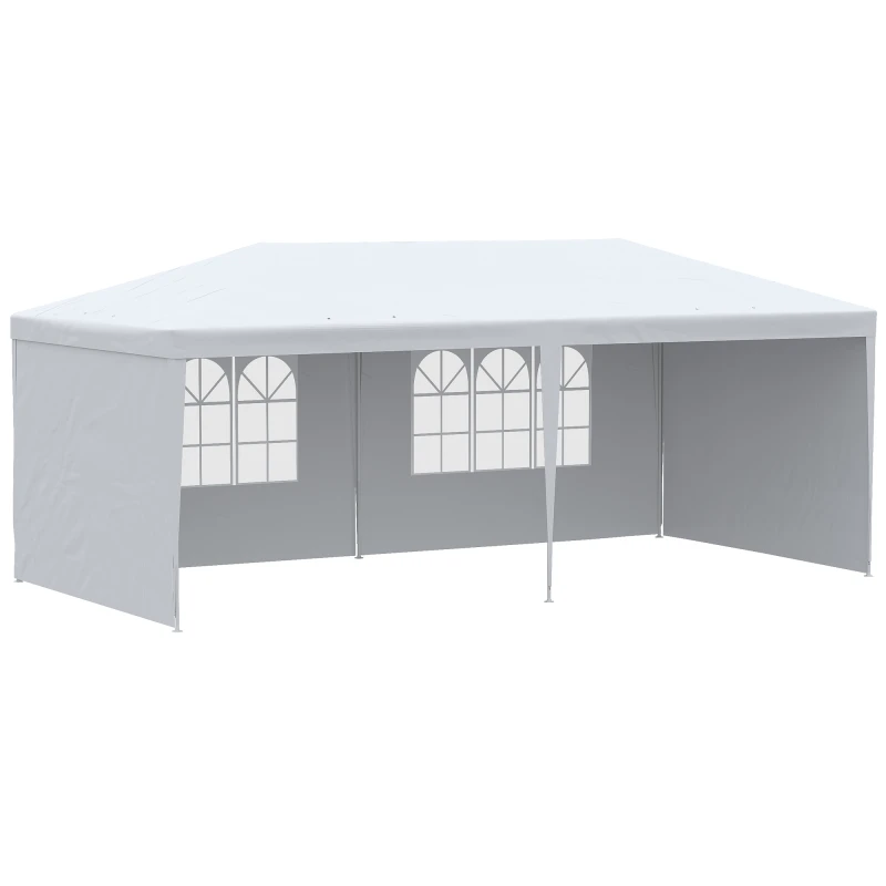 Image of Outsunny 6 x 3m Party Tent Gazebo Marquee Outdoor Patio Canopy Shelter with Windows and Side Panels White Aosom UK