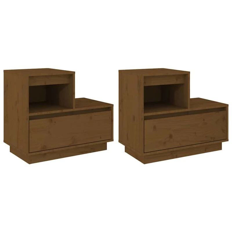 Image of VIDAXL Bedside Cabinets 2 pcs Honey Brown 60x34x51cm Solid Wood Pine Vidaxl 8720286923627