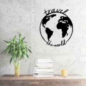 Image of Travel The World Black Decorative Metal Wall Accessory