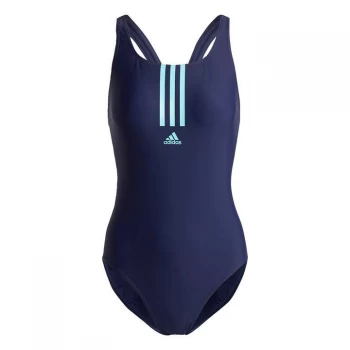 Image of adidas SH3. RO Mid 3-Stripes Swimsuit Womens - Team Navy / Pulse Aqua