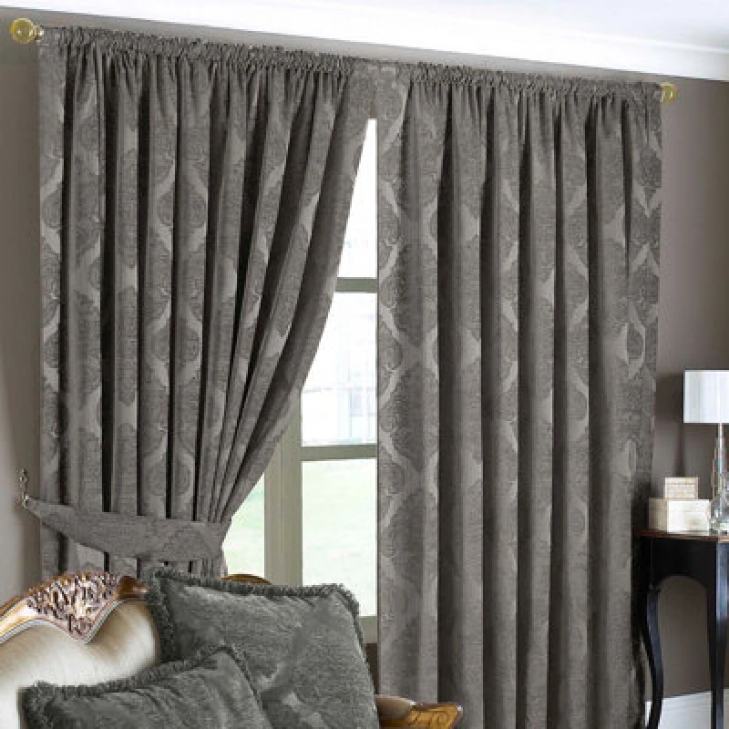 Image of Paoletti Paoletti Winchester Pencil Pleat Curtains in Light Brown Size: 168cm width x 183cm drop Light Brown 168cm width x 183cm drop Unisex 5025532