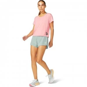 Image of Asics Sakura Cropped Running T-Shirt - Peach Petal