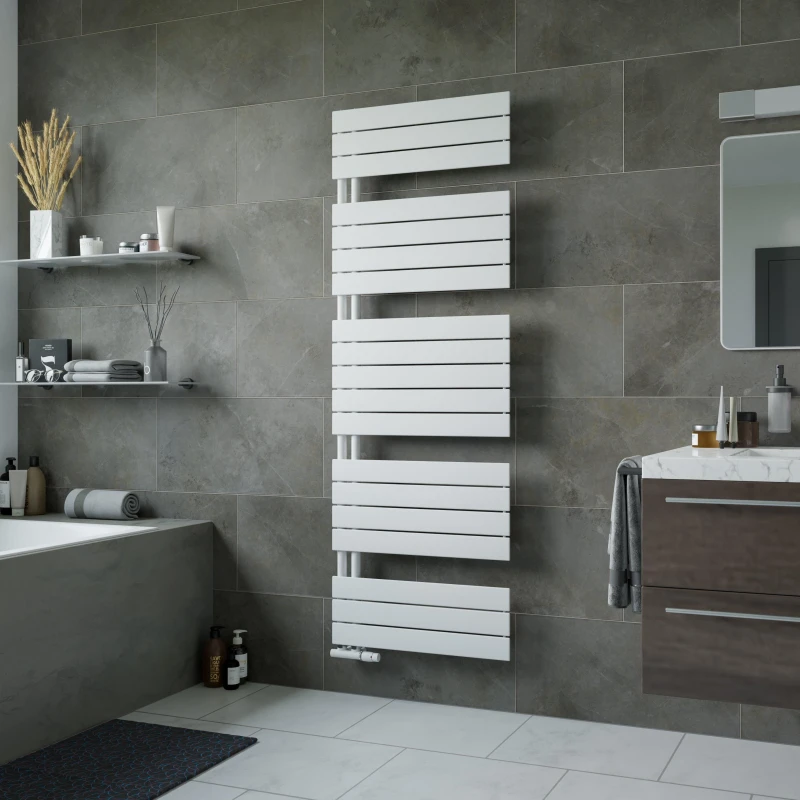 Image of Agadon Panio Up Designer Panel Towel Radiator in White Size: 1720mm x 600mm White Unisex 1720mm x 600mm