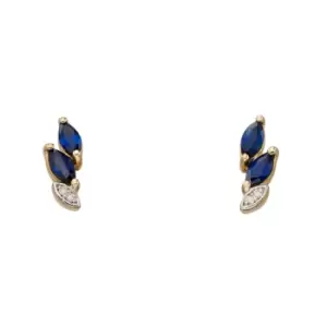 Image of 9ct Yellow Gold Sapphire and Diamond Marquise Stud Earrings