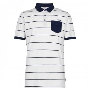 Image of Lee Cooper Stripe Polo Mens - White/Navy
