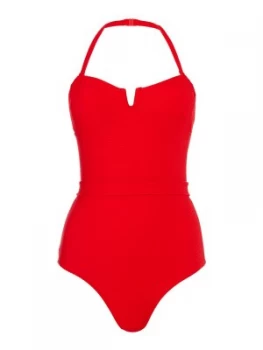 Image of French Connection Ottoman bandeau swimsuit Red
