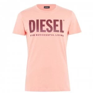 Image of Diesel Text Logo T Shirt - Peach 3BB