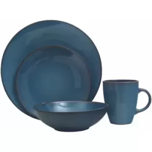 Image of Dinner Sets With 16 Pieces / Blue Two Toned Dinner Set With Different Sized Plates / Bowls / Mugs For Coffee / Dinners And Lunches Made In Stoneware