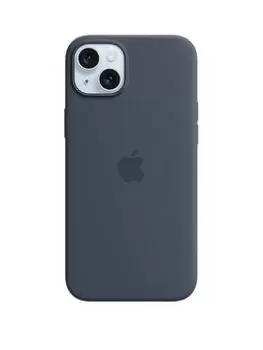 Image of Apple iPhone 15 Plus Storm Blue Silicone Case With Magsaf