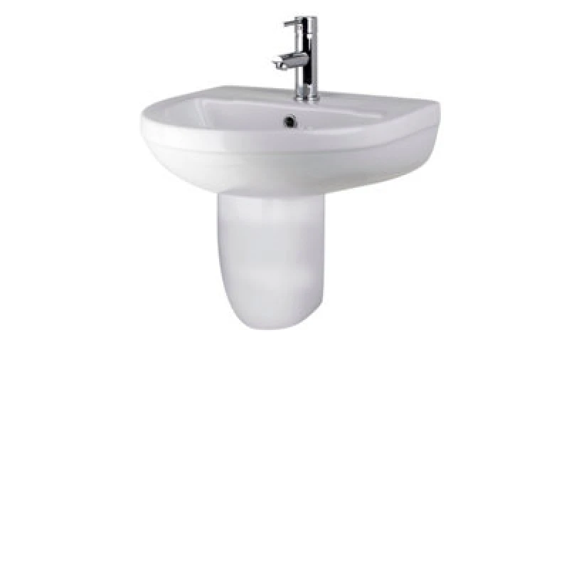 Image of Balterley Round 1 Tap Hole Basin Semi Pedestal 500mm White