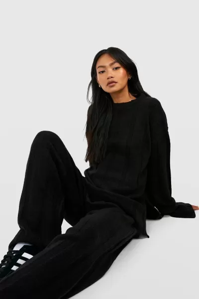 Image of Soft Knit Wide Rib Jumper And Flares Knitted Co-ord