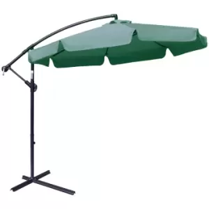 Image of Outsunny 2.7M Garden Cantilever Banana Parasol Sun Shade With Crank - Green