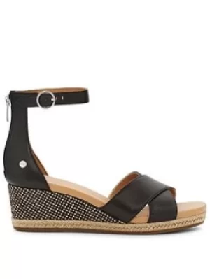 Image of UGG Eugenia Wedge Sandals, Black, Size 3, Women