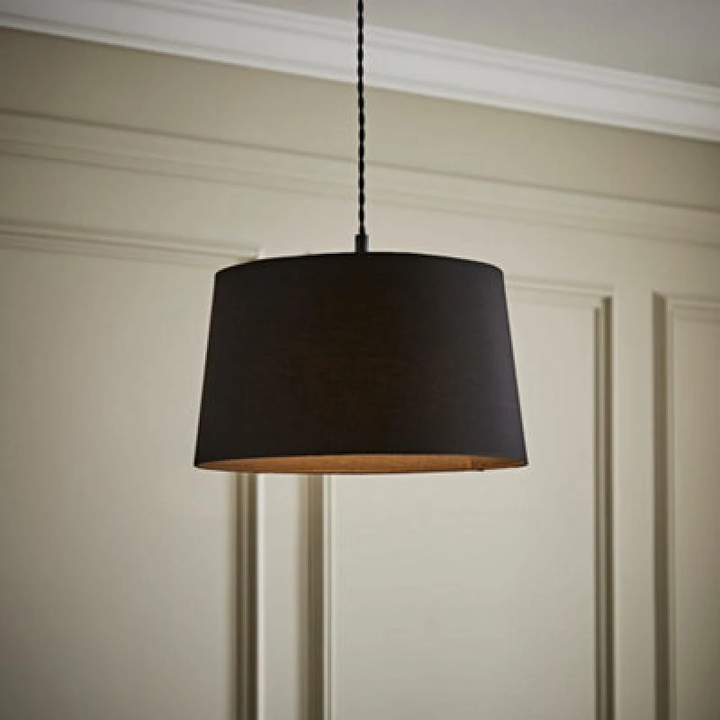 Image of ValueLights ValueLights Aspen Black Tapered Easy Fit Pendant Lamp Shade Size: Medium Black Medium Unisex 5016529274001