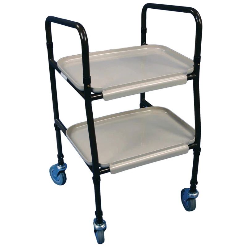 Image of Loops Height Adjustable Meal Trolley - Clip on Trays - Tubular Steel Frame - 850 955mm Metallics