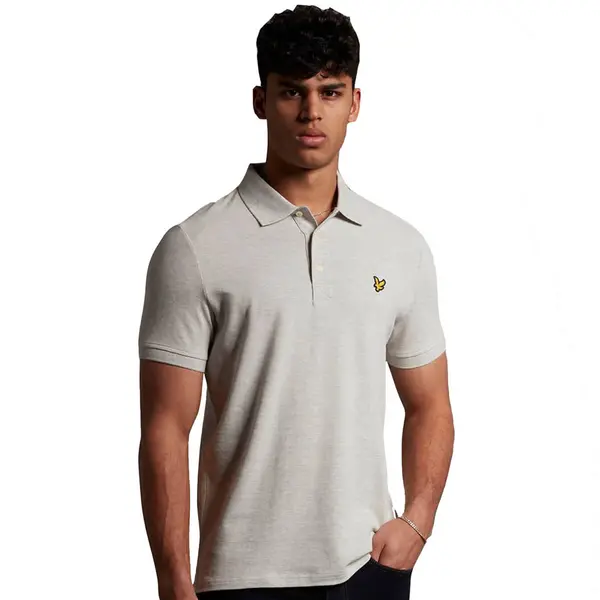 Image of Lyle & Scott Mens Plain Organic Cotton Polo Shirt XL - Chest 42-44' (106-111cm) LIGHT GREY MARL LYL113-D24-XL
