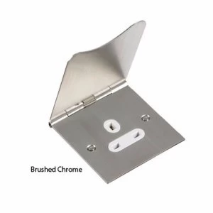 Image of KnightsBridge 13A 1 Gang UK 3 Pin Unswitched Flat Plate Floor Socket - Brushed Chrome