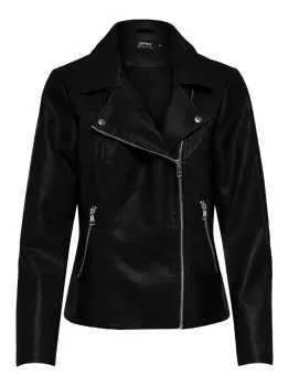 Image of ONLY Biker Faux Leather Jacket Women Black