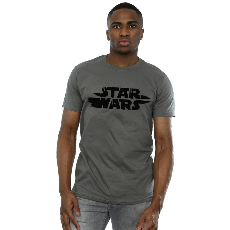 Image of Star Wars Star Wars Men Rough Logo T-Shirt in Charcoal Size: Small Charcoal S Male 5059400843293