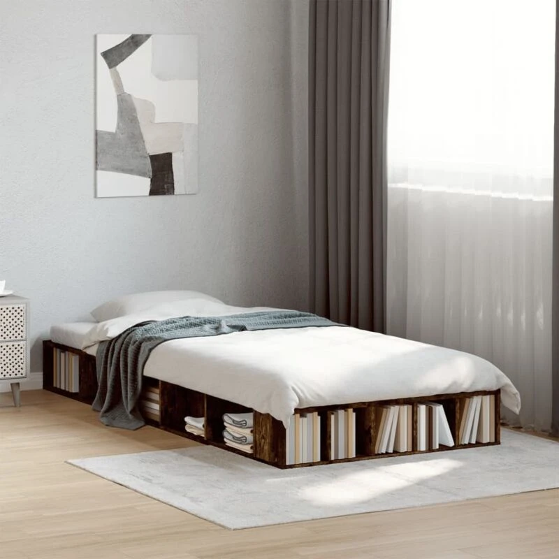Image of VIDAXL Bed Frame without Mattress Smoked Oak 90x190cm Single Vidaxl 8721102621819
