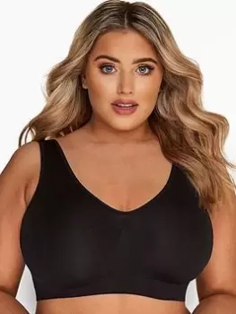 Image of Yours Seamless Unpadded Bra - Black, Size 26-28, Women