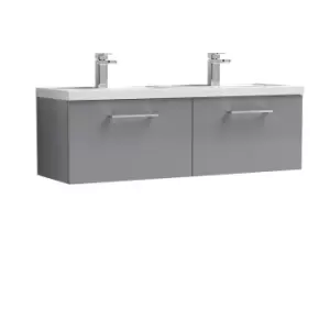 Image of Nuie Arno 1200mm Wall Hung 2 Drawer Vanity & Double Polymarble Basin Cloud Grey