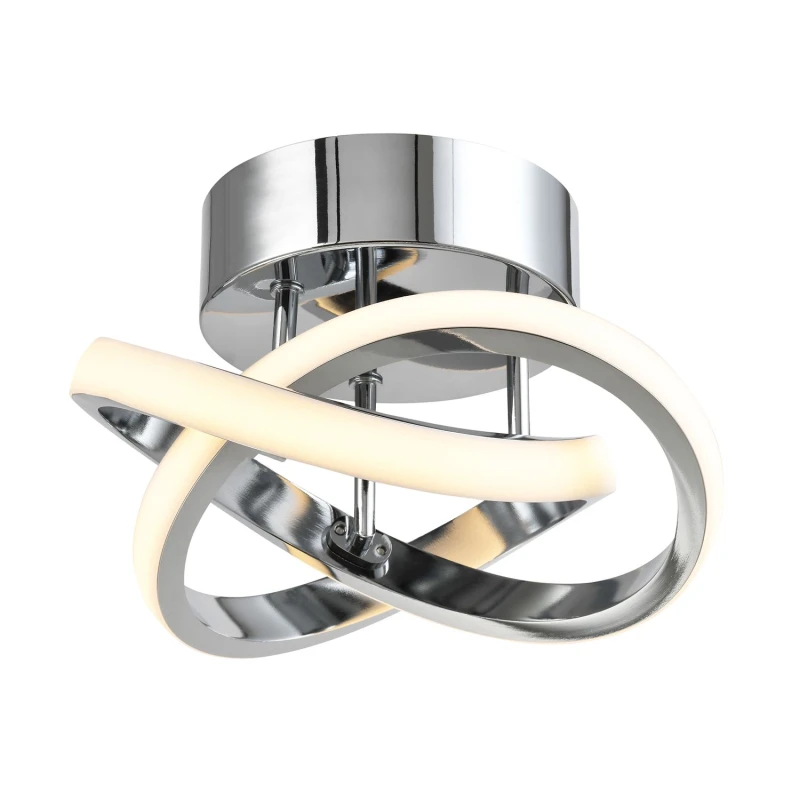 Image of Happy Homewares Modern LED Ceiling Light with Swirl Thick Metal Strip Creates 1253 Lumens in Silver Silver Unisex