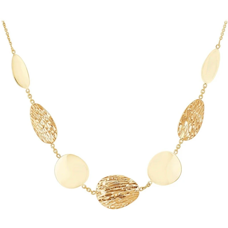 Image of Be You 9ct Gold Polished Satin Pebble Adjustable Necklet Yellow Gold female 16-17.5in