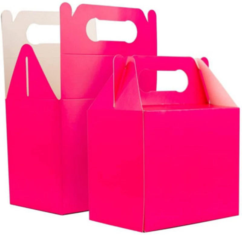 Image of Shatchi 20Pcs Hot Pink Colour Cardboard Lunch Carry Meal Food Cake Party Box Pink